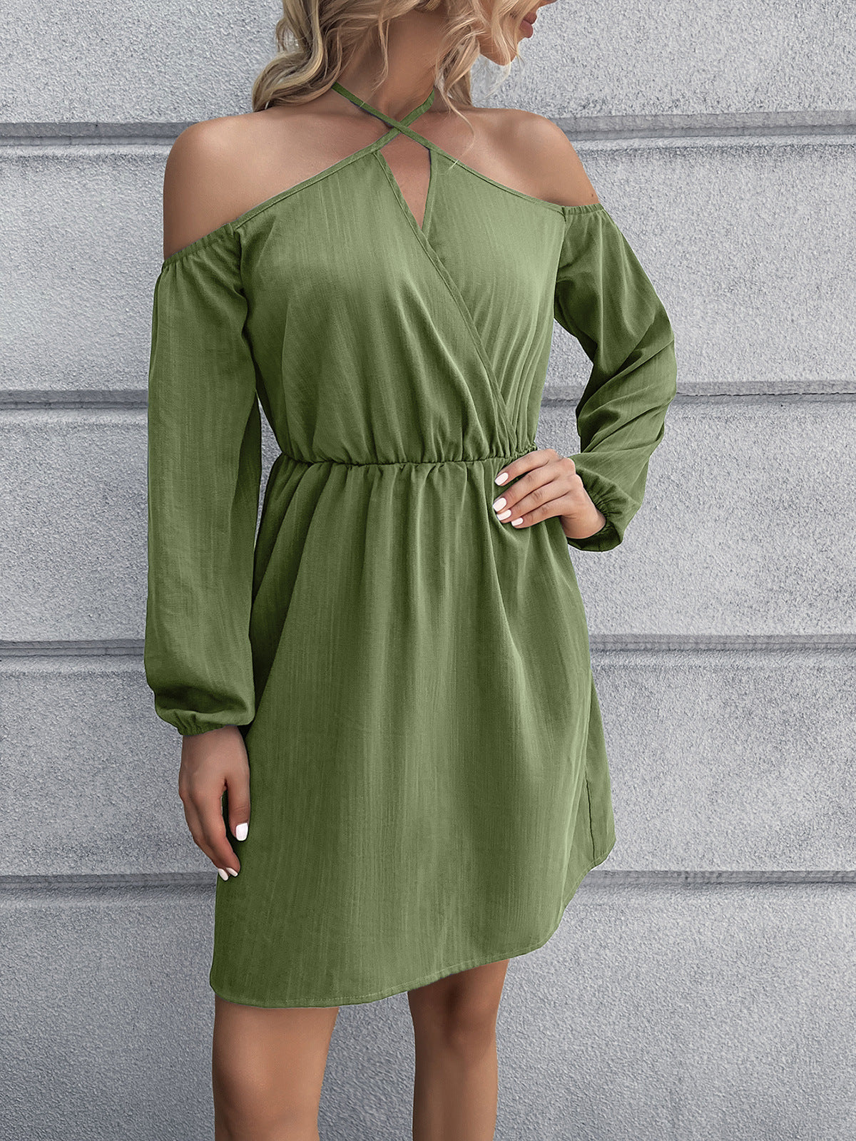 Ivy Lane Cold-Shoulder Crisscross Mini Dress