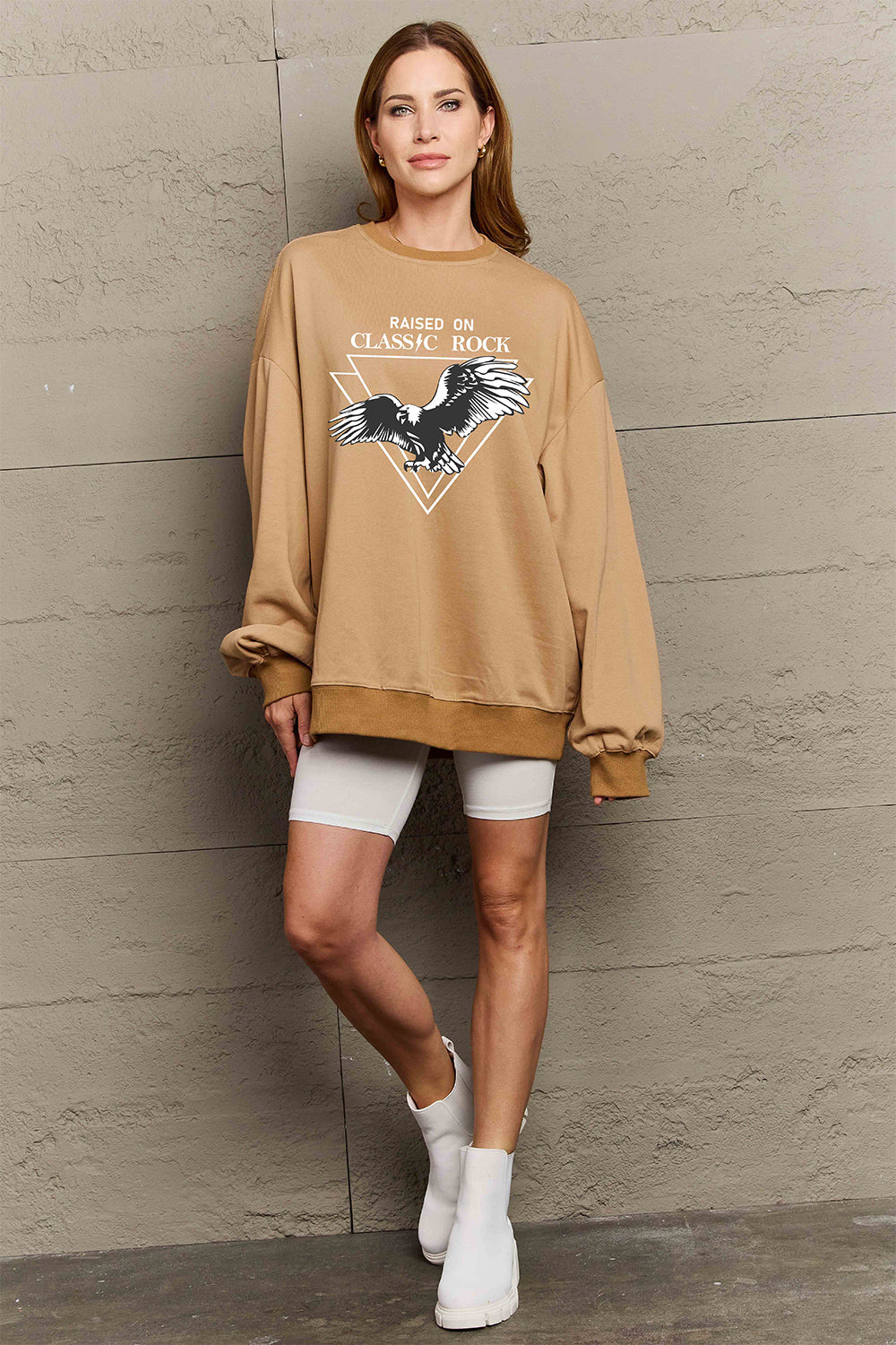 Simply Love Full Size Eagle Graphic Drop Shoulder Sweatshirt