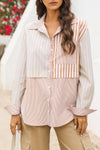 Striped Button Up Dropped Shoulder Shirt