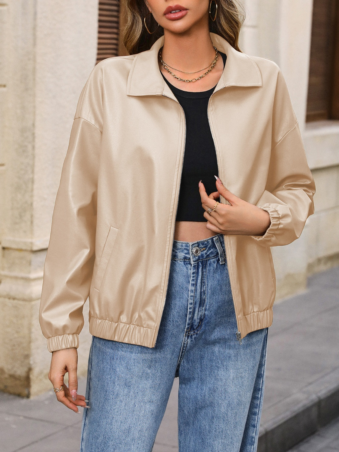 Ivy Lane Zip Up Dropped Shoulder Jacket