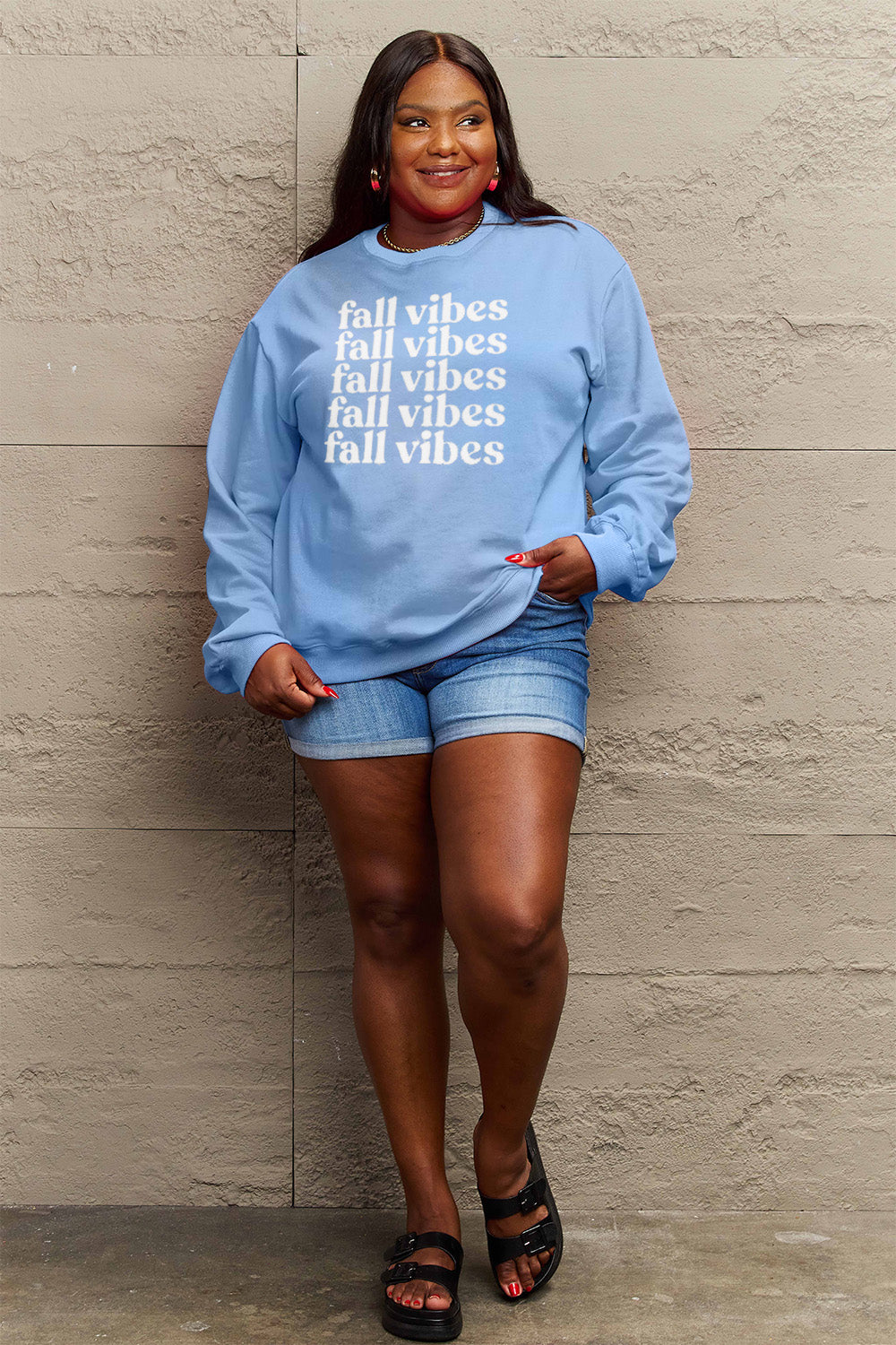 Simply Love Full Size FALL VIBES Graphic Sweatshirt