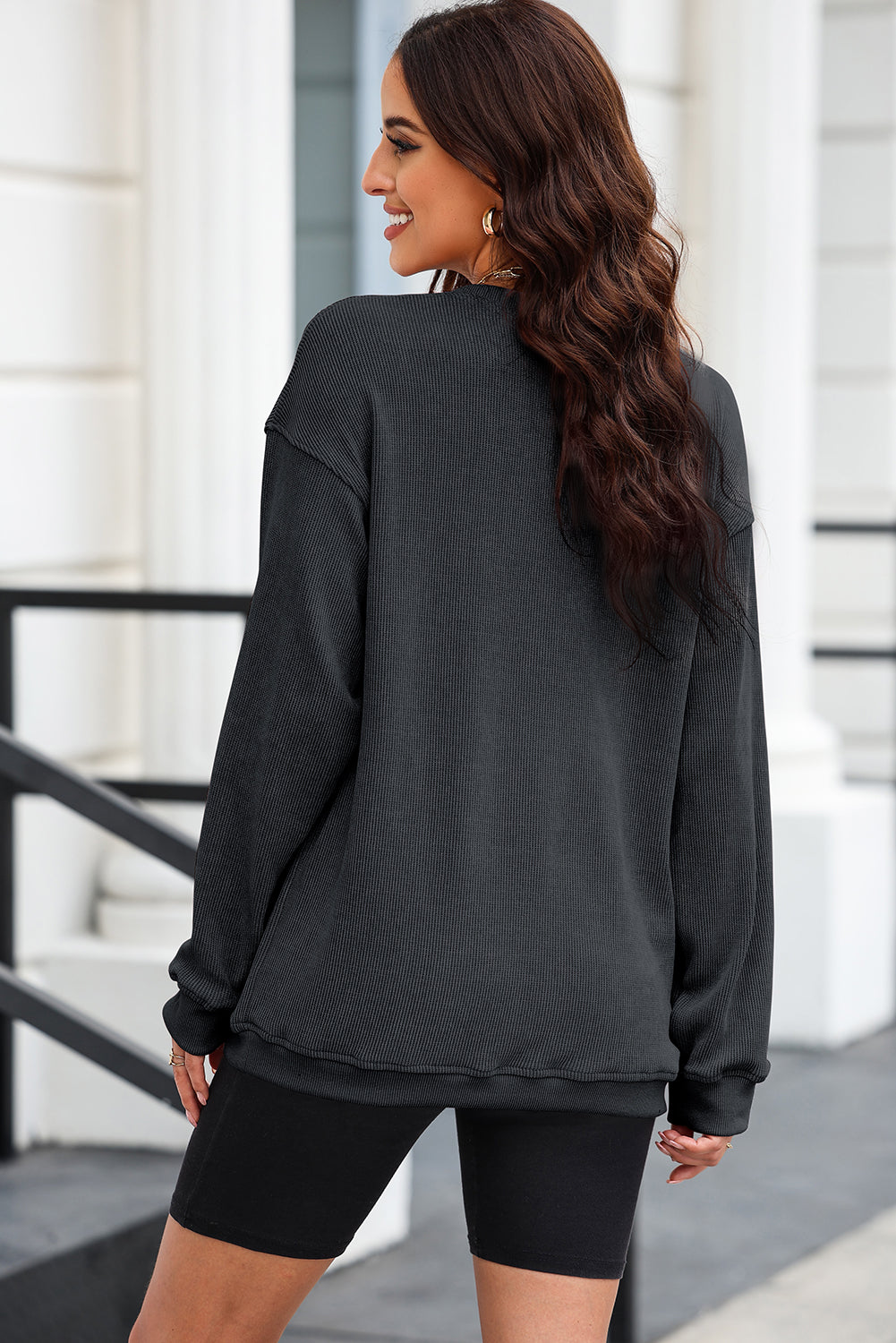 Round Neck Dropped Shoulder Sweatshirt