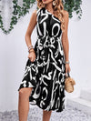 Perfee Printed Single Shoulder Tie Waist Dress