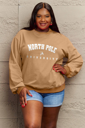 Simply Love Full Size NORTH POLE UNIVERSITY Graphic Sweatshirt