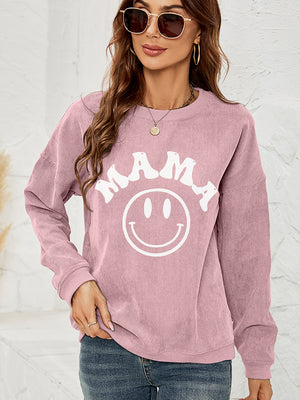 Round Neck Long Sleeve MAMA Graphic Sweatshirt