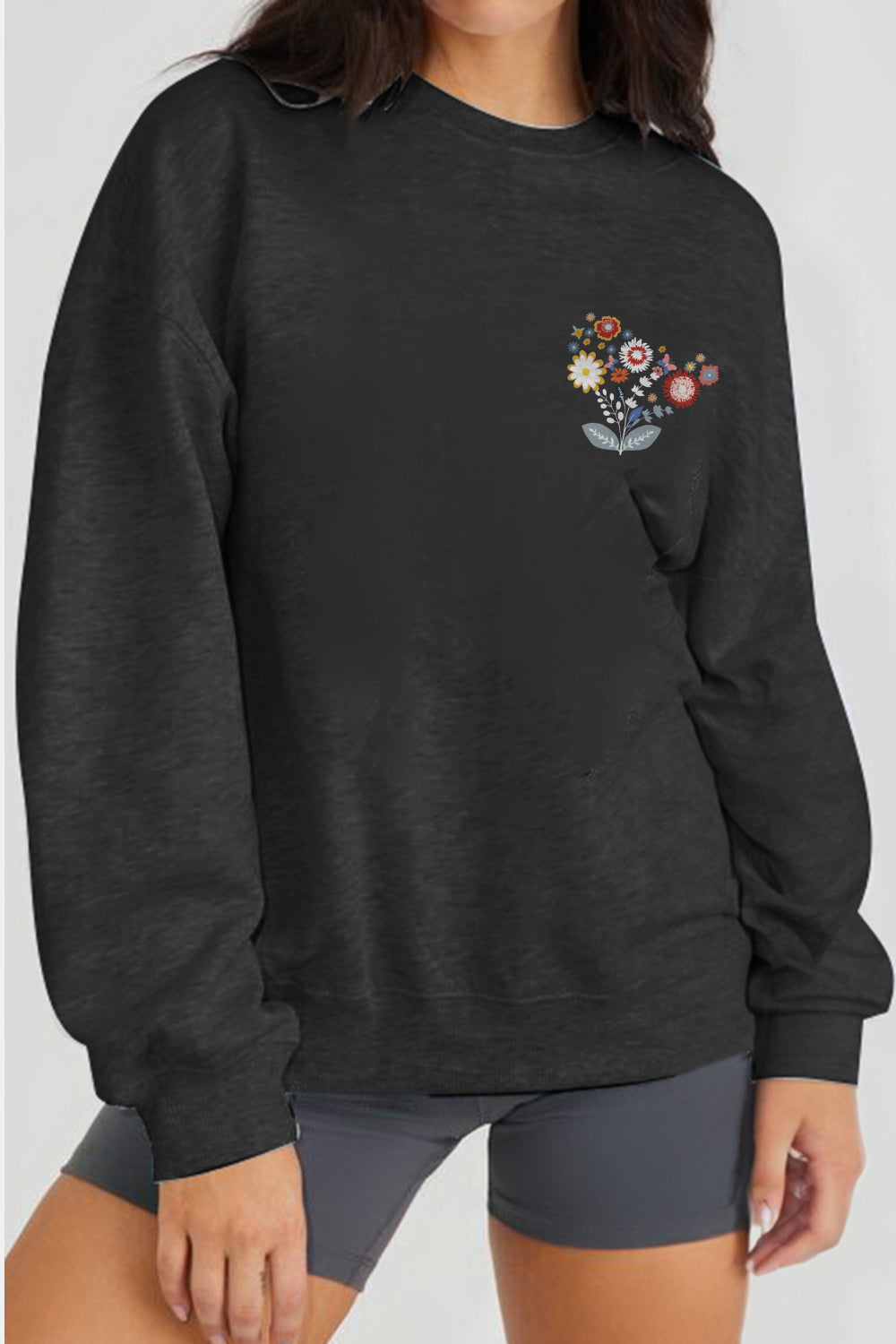 Simply Love Full Size Flower Graphic Sweatshirt