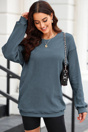 Round Neck Dropped Shoulder Sweatshirt