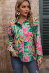 Honey Floral Print Collared Neck Long Sleeve Shirt