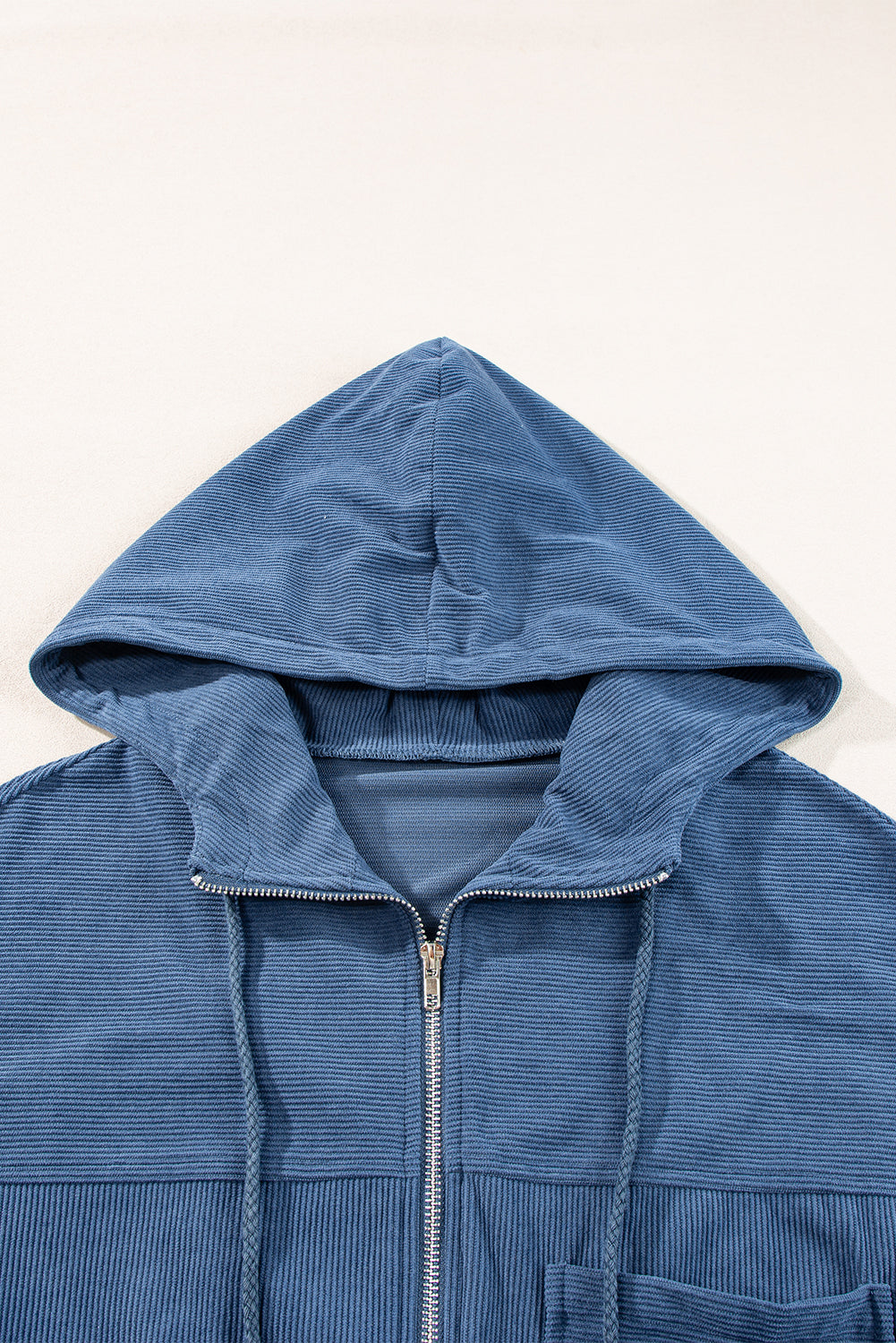 Pocketed Zip Up Long Sleeve Hooded Jacket