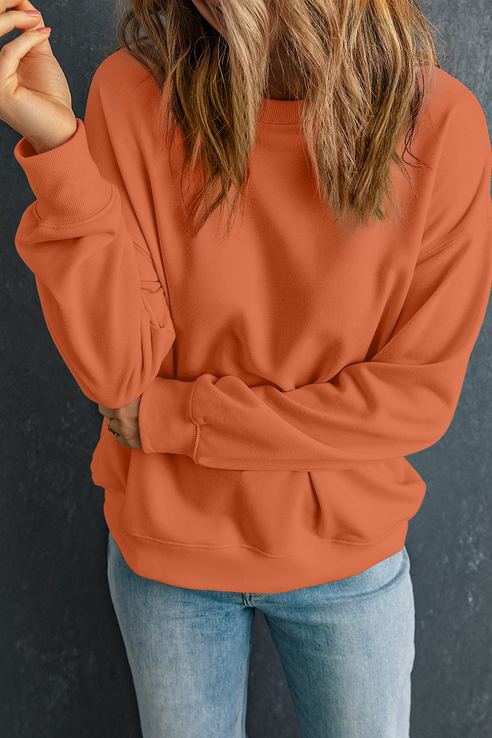 Round Neck Dropped Shoulder Sweatshirt