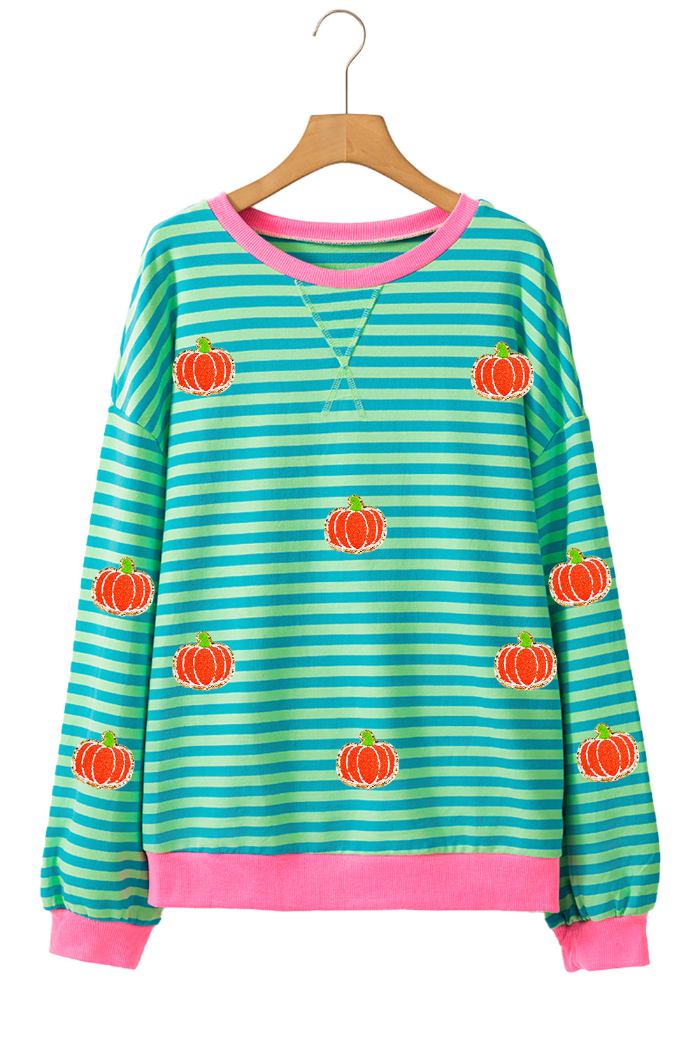 Pumpkin Striped Long Sleeve Sweatshirt