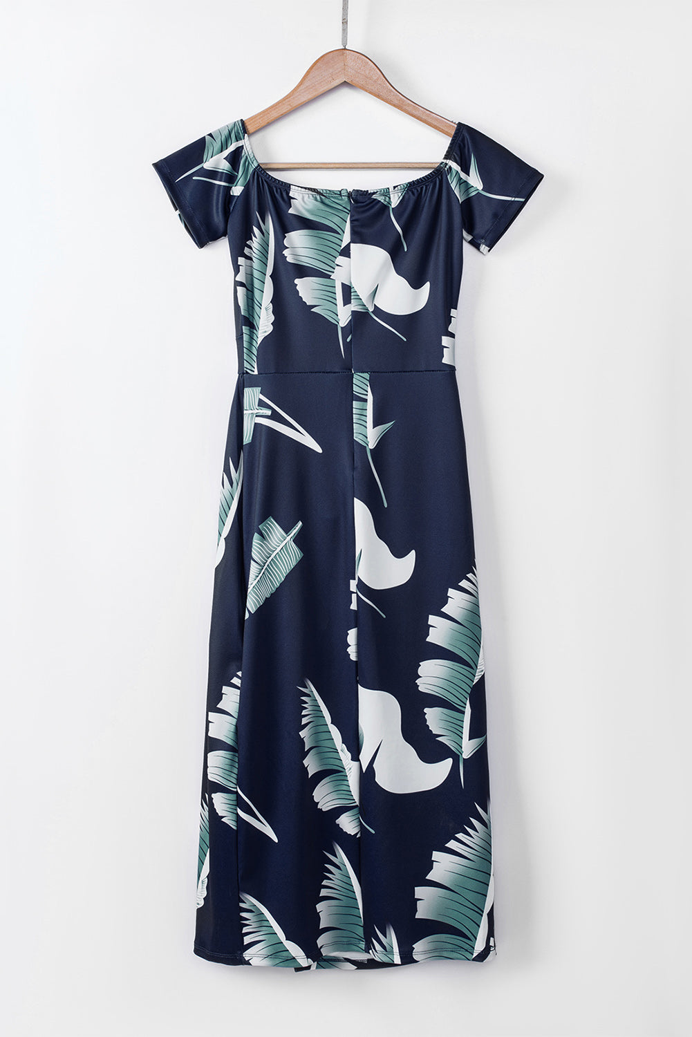 Slit Printed Off-Shoulder Midi Dress