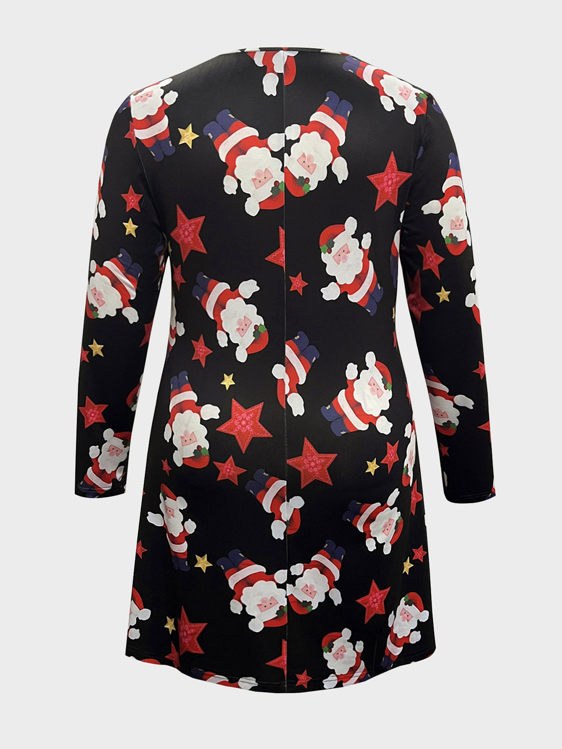 Plus Size Santa Printed Round Neck Dress