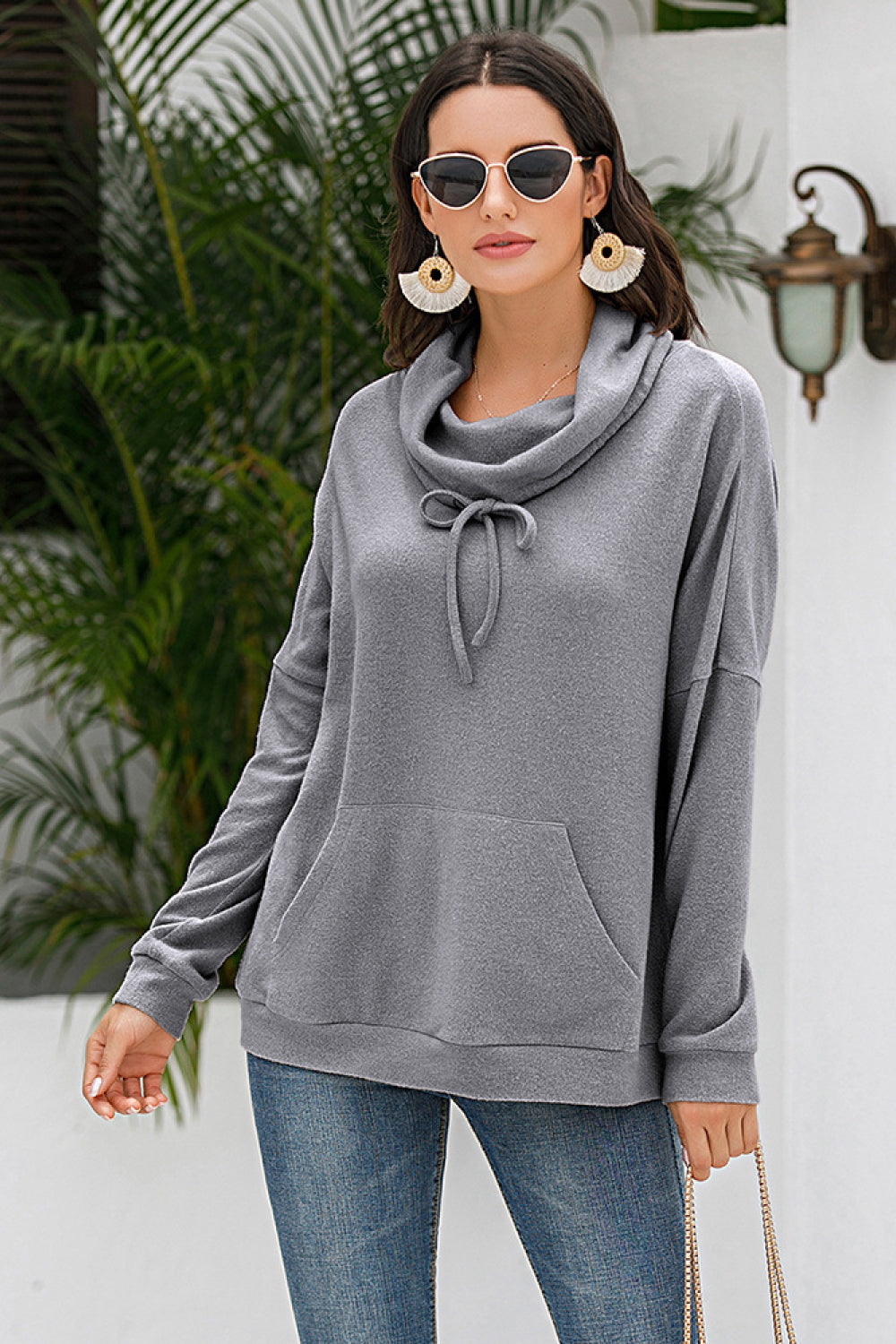 Ivy Lane Cowl Neck Drop Shoulder Sweatshirt