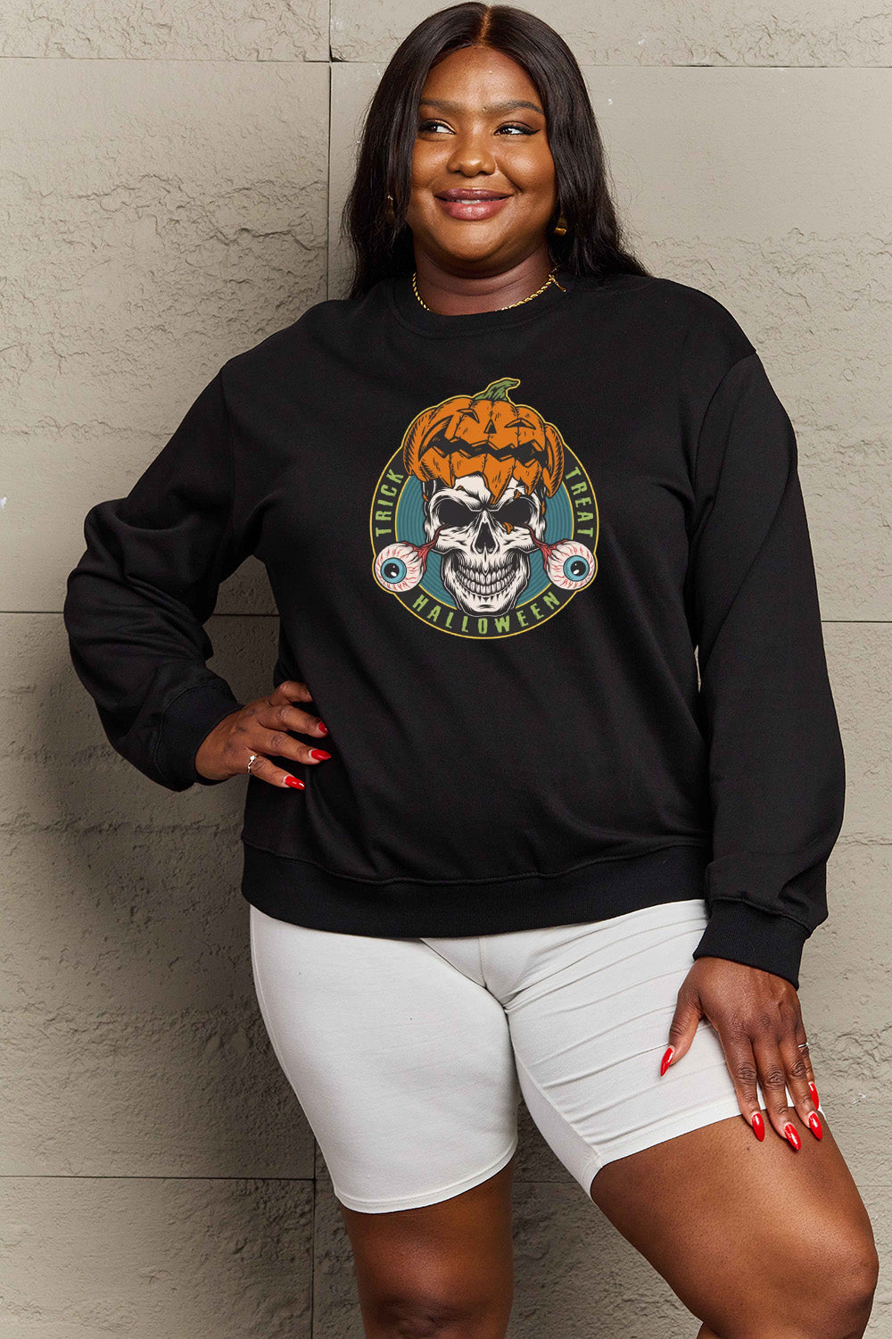 Simply Love Full Size Skull Graphic Sweatshirt