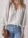 Frill Tie Neck Three-Quarter Sleeve Blouse