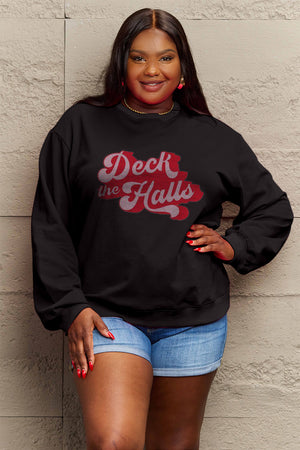 Simply Love Full Size DECK THE HALLS Graphic Sweatshirt