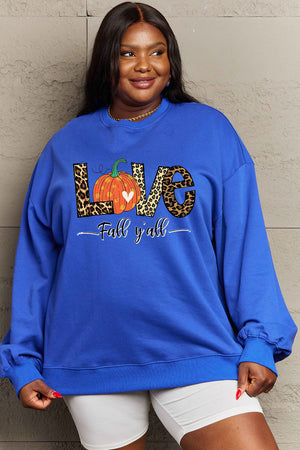 Simply Love Full Size LOVE FALL Y'ALL Graphic Sweatshirt