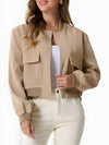 Pocketed Snap Down Baseball Collar Jacket