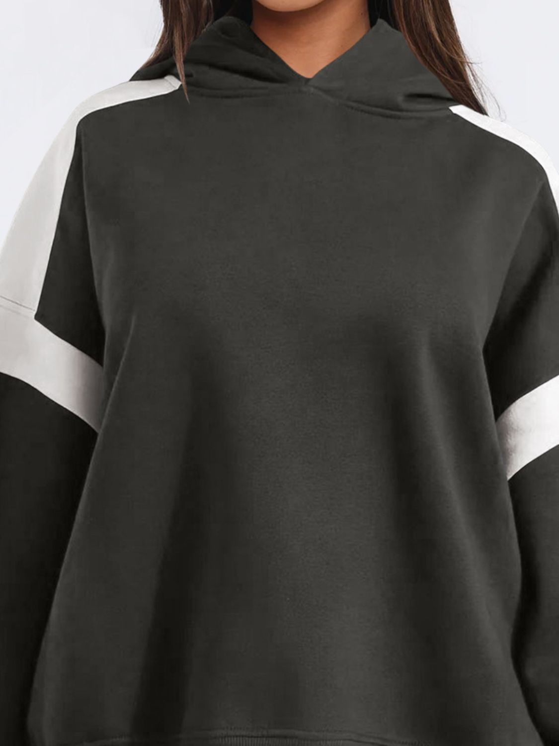 Contrast Dropped Shoulder Long Sleeve Hoodie