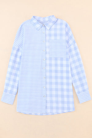 Pocketed Plaid Dropped Shoulder Shirt