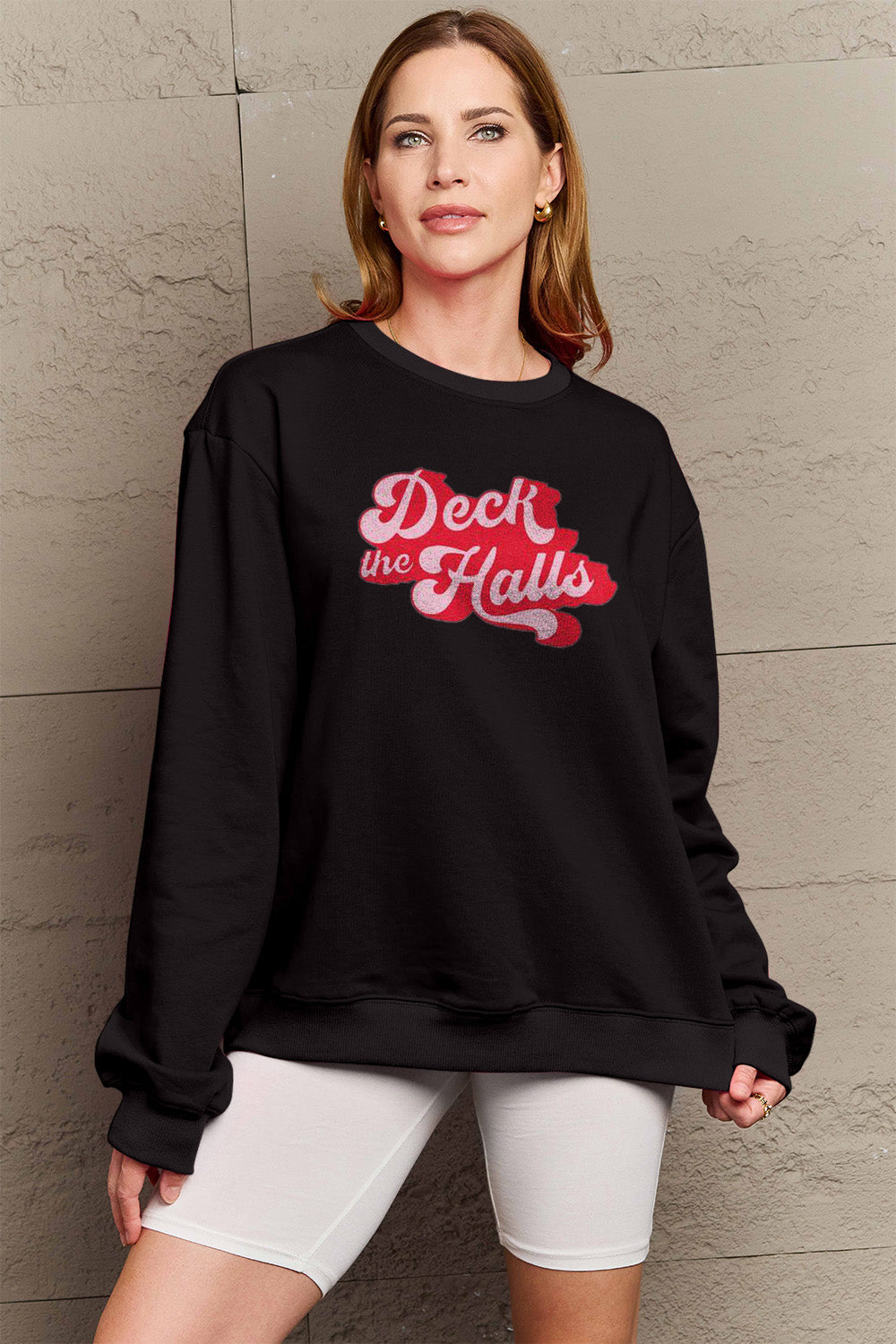 Simply Love Full Size DECK THE HALLS Graphic Sweatshirt