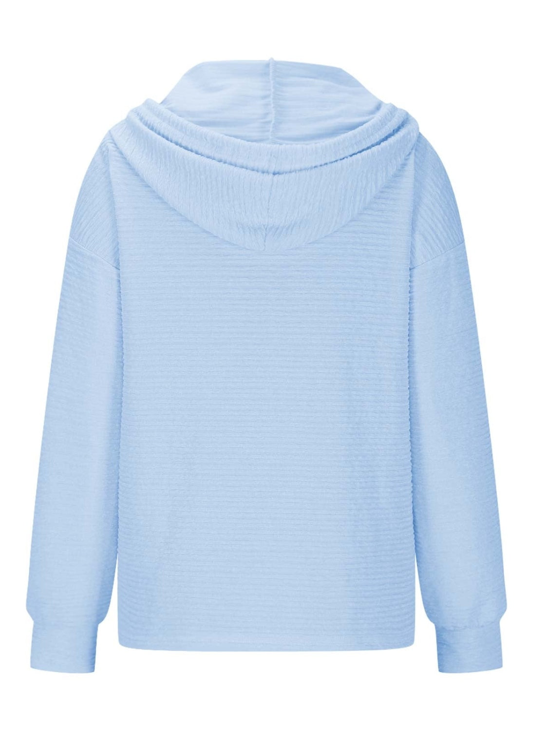 Drawstring Quarter Button Long Sleeve Hoodie