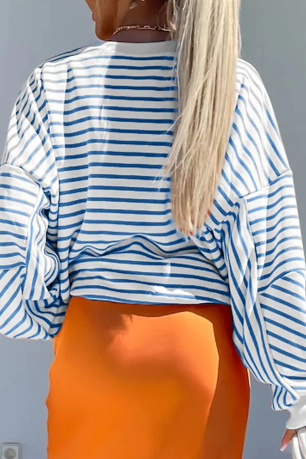 Striped Dropped Shoulder Long Sleeve Sweatshirt