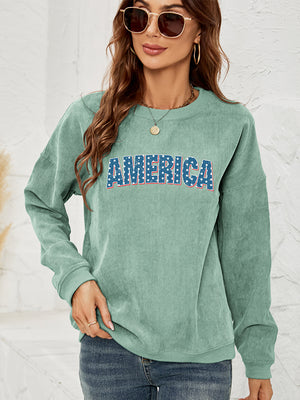 AMERICA Graphic Dropped Shoulder Sweatshirt