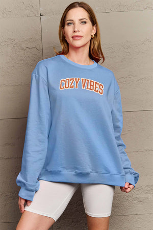 Simply Love Full Size COZY VIBES Graphic Sweatshirt