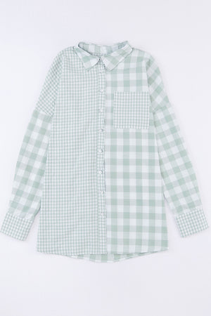 Pocketed Plaid Dropped Shoulder Shirt