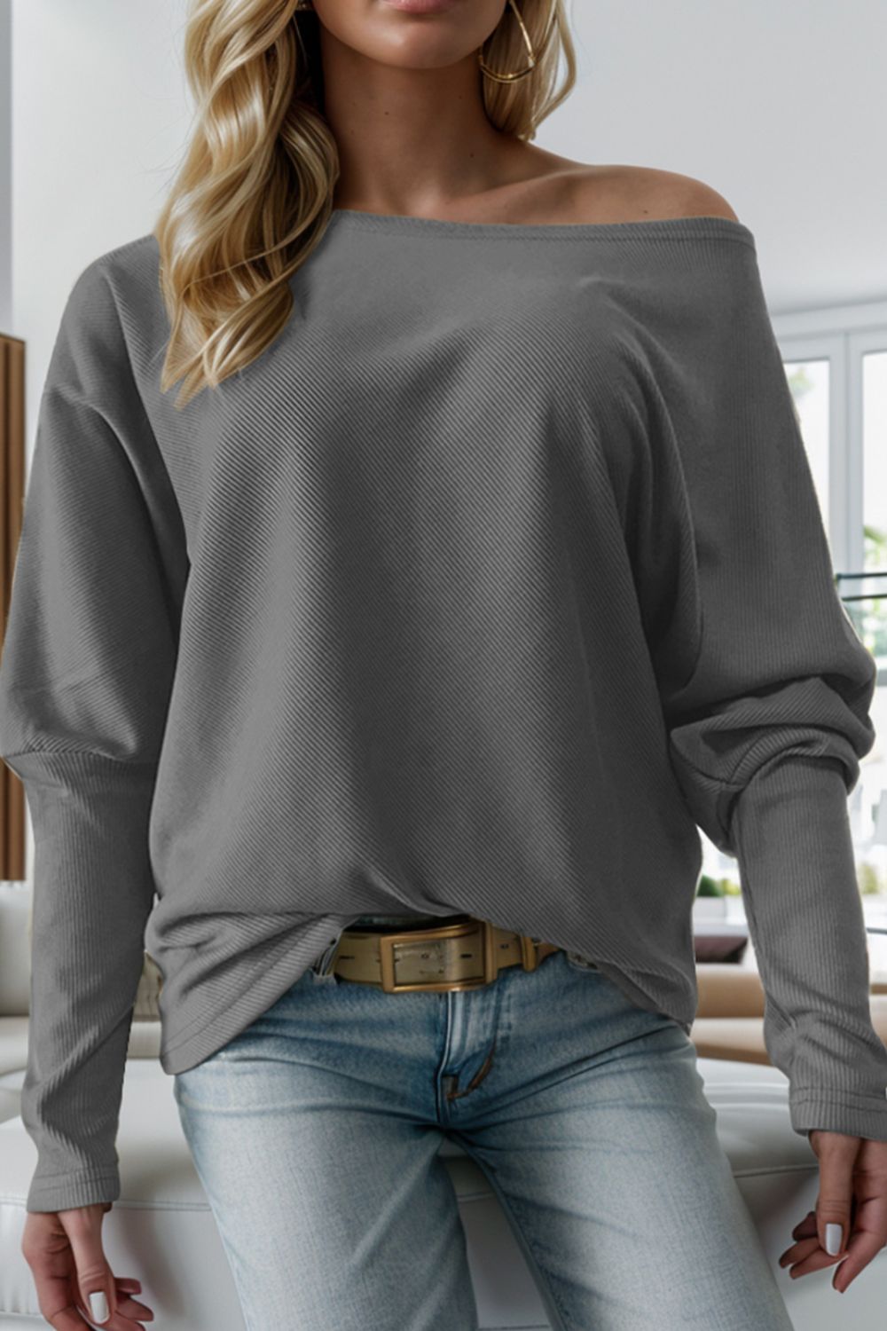 Ivy Lane Boat Neck Long Sleeve Sweatshirt