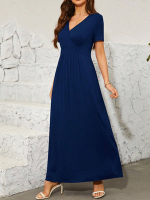 Surplice Short Sleeve Maxi Dress