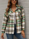 Plaid Collared Neck Long Sleeve Jacket