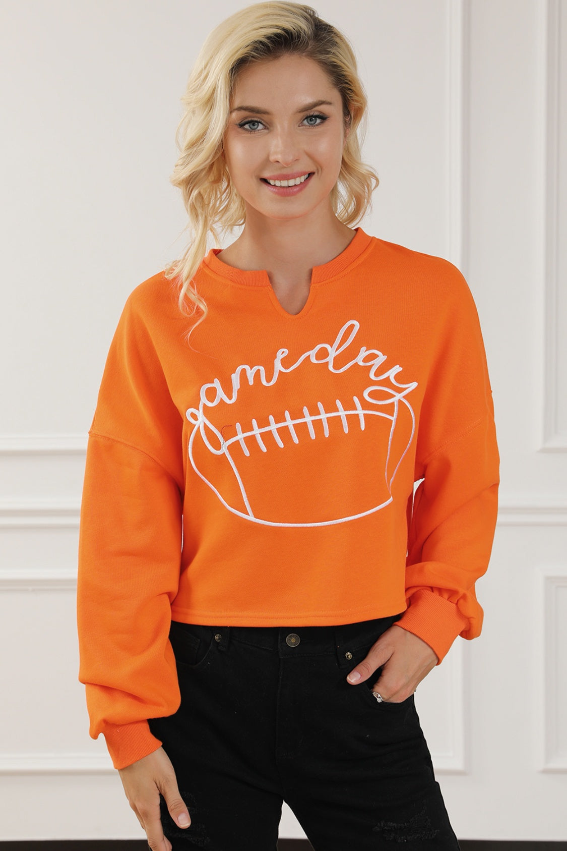 GAME DAY Football Graphic Notched Sweatshirt