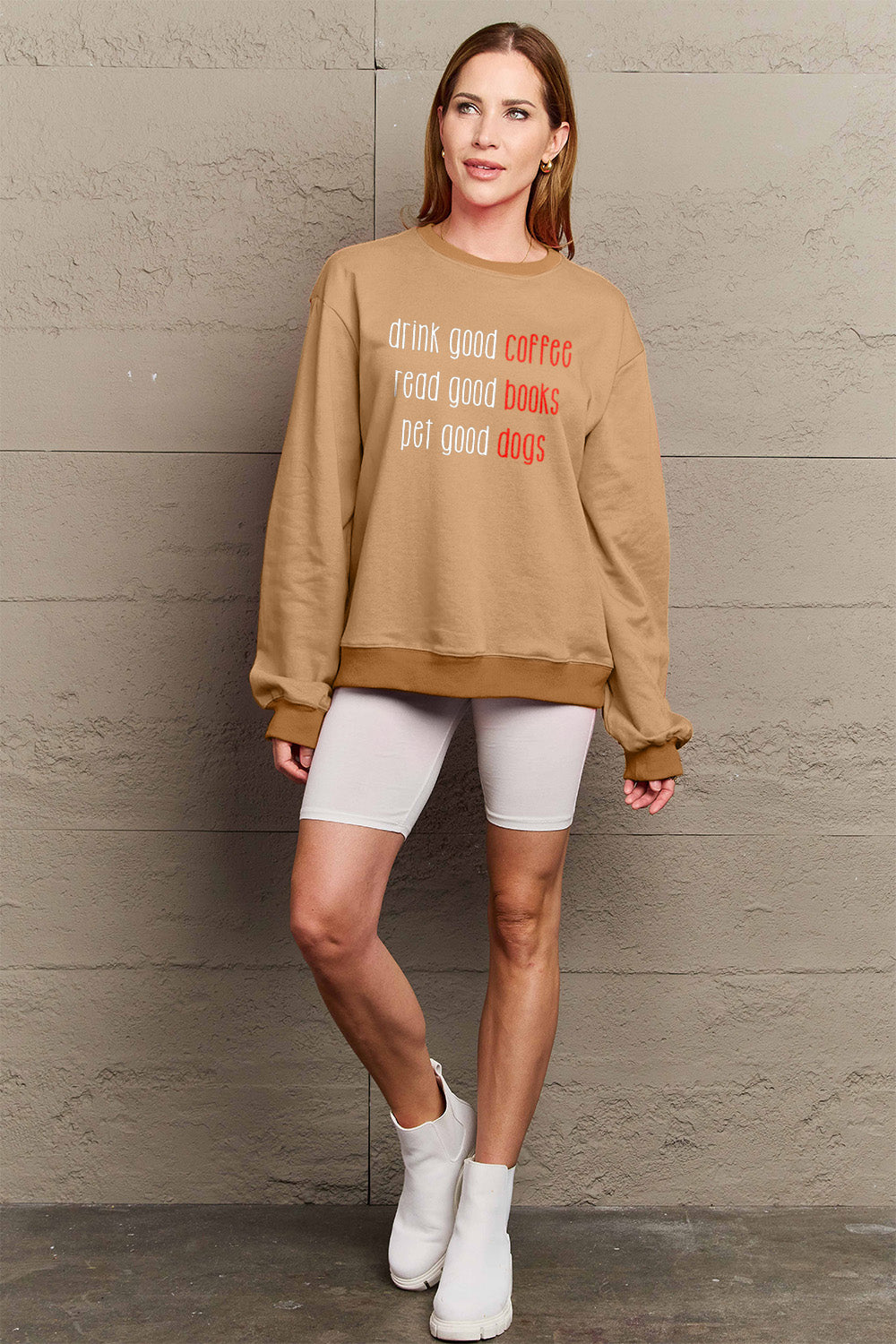 Simply Love Full Size Letter Graphic Round Neck Sweatshirt