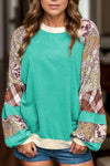 Printed Round Neck Long Sleeve Blouse