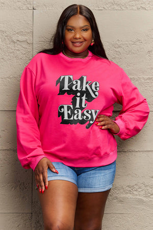 Simply Love Full Size TAKE IT EASY Graphic Sweatshirt