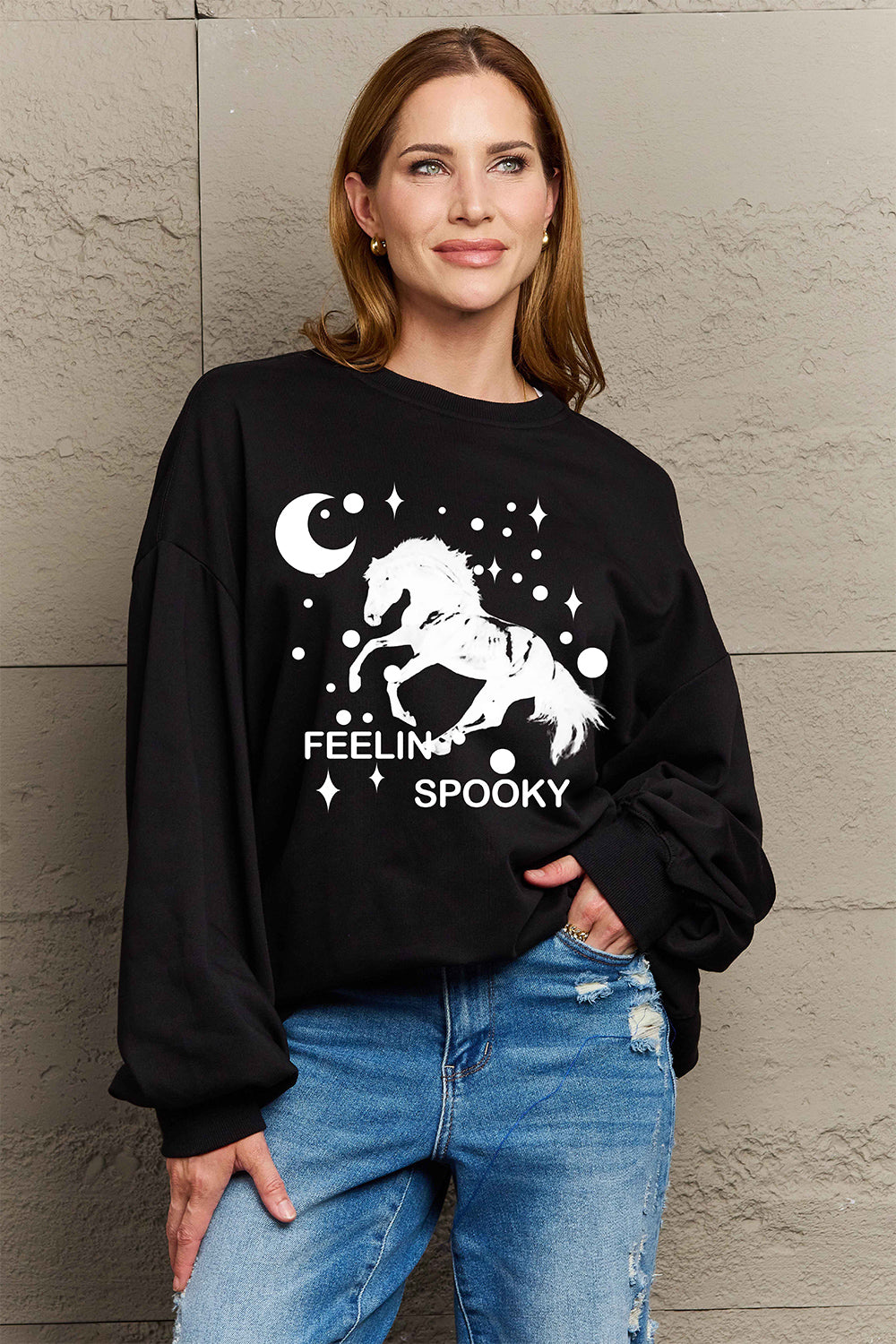 Simply Love Full Size Graphic Drop Shoulder Sweatshirt