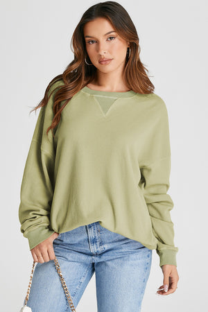 Waffle-Knit Long Sleeve Sweatshirt