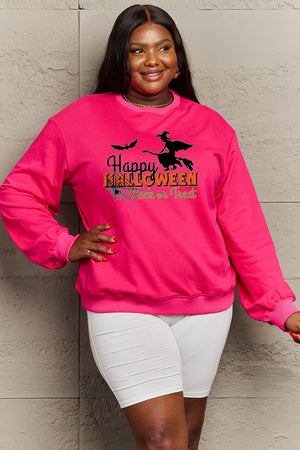 Simply Love Full Size HAPPY HALLOWEEN TRICK OR TREAT Graphic Sweatshirt