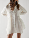 Button Up Collared Neck Long Sleeve Longline Shirt