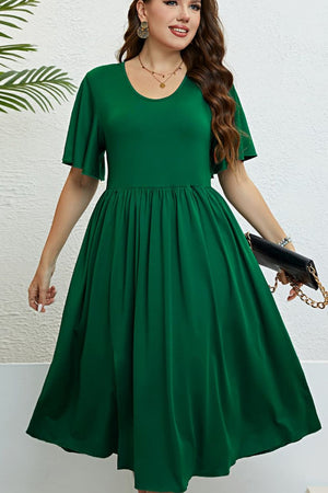 Honey Flutter Sleeve Round Neck Dress