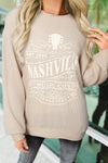 Ribbed Round Neck Long Sleeve Graphic Sweatshirt