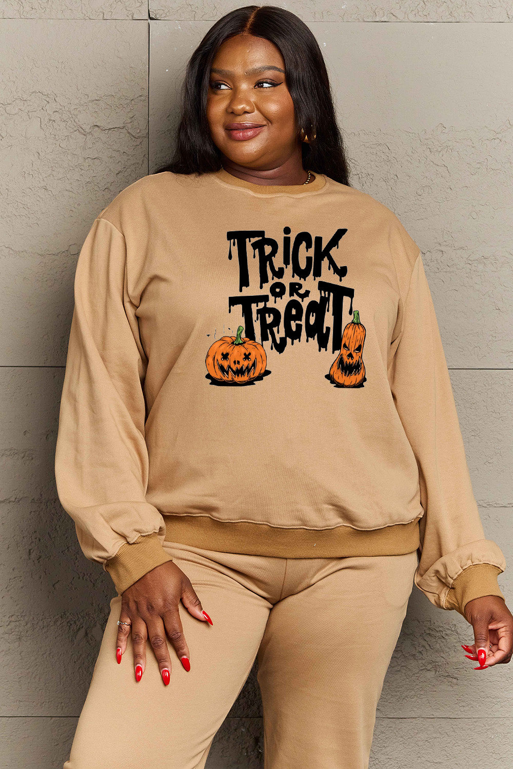 Simply Love Full Size TRICK OR TREAT Graphic Sweatshirt