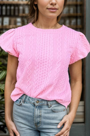 Round Neck Short Sleeve Blouse