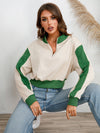 Contrast Half Zip Drop Shoulder Sweatshirt