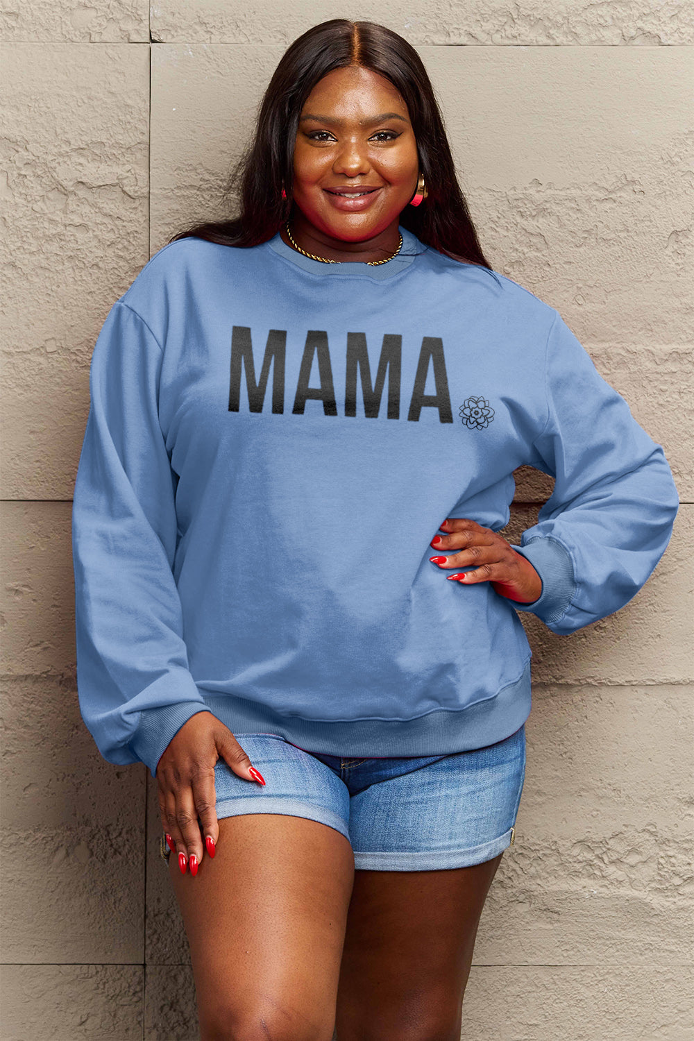 Simply Love Full Size MAMA Graphic Long Sleeve Sweatshirt