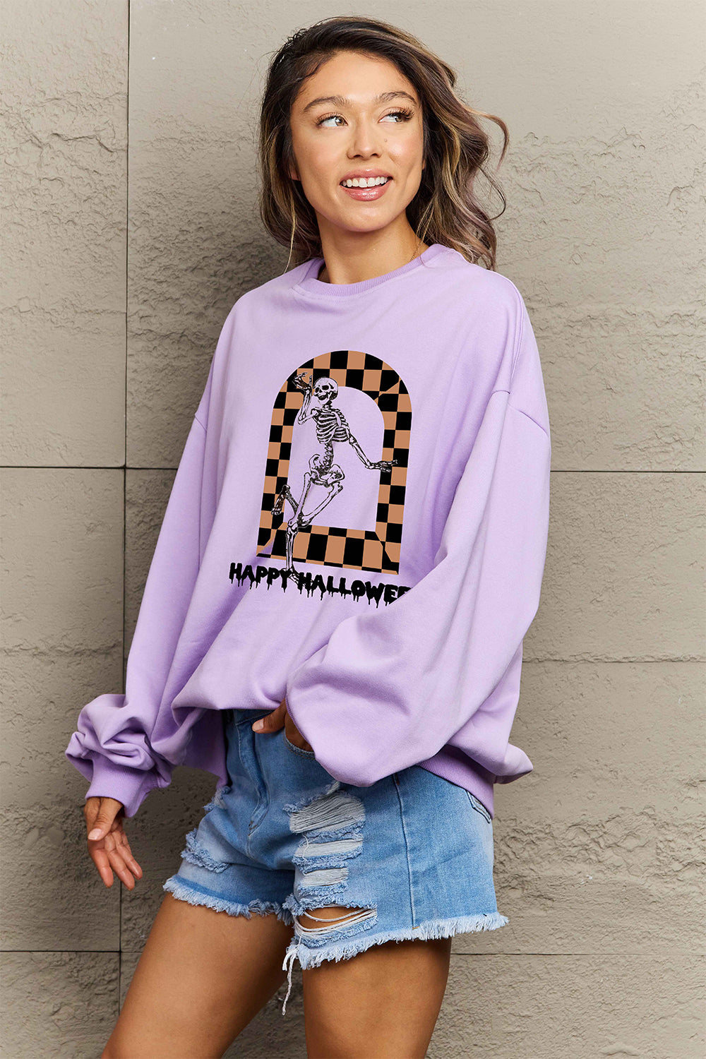 Simply Love Full Size HAPPY HALLOWEEN Graphic Sweatshirt