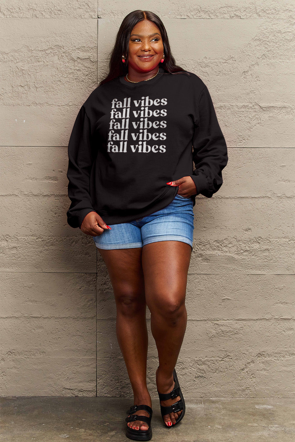 Simply Love Full Size FALL VIBES Graphic Sweatshirt